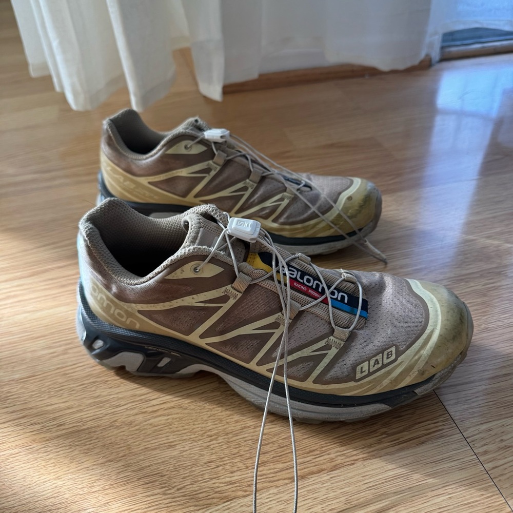 Salomon XT-6 Clear Beige Trail Sneakers Size 7